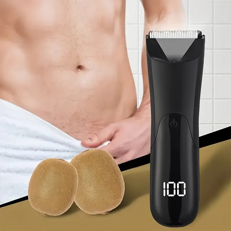 Men'S Groin Body Hair Trimmer, Electric Ball Trimmer, Includes 2 Guard Attachments, Ceramic Blade Head, Wet And Dry Shaver