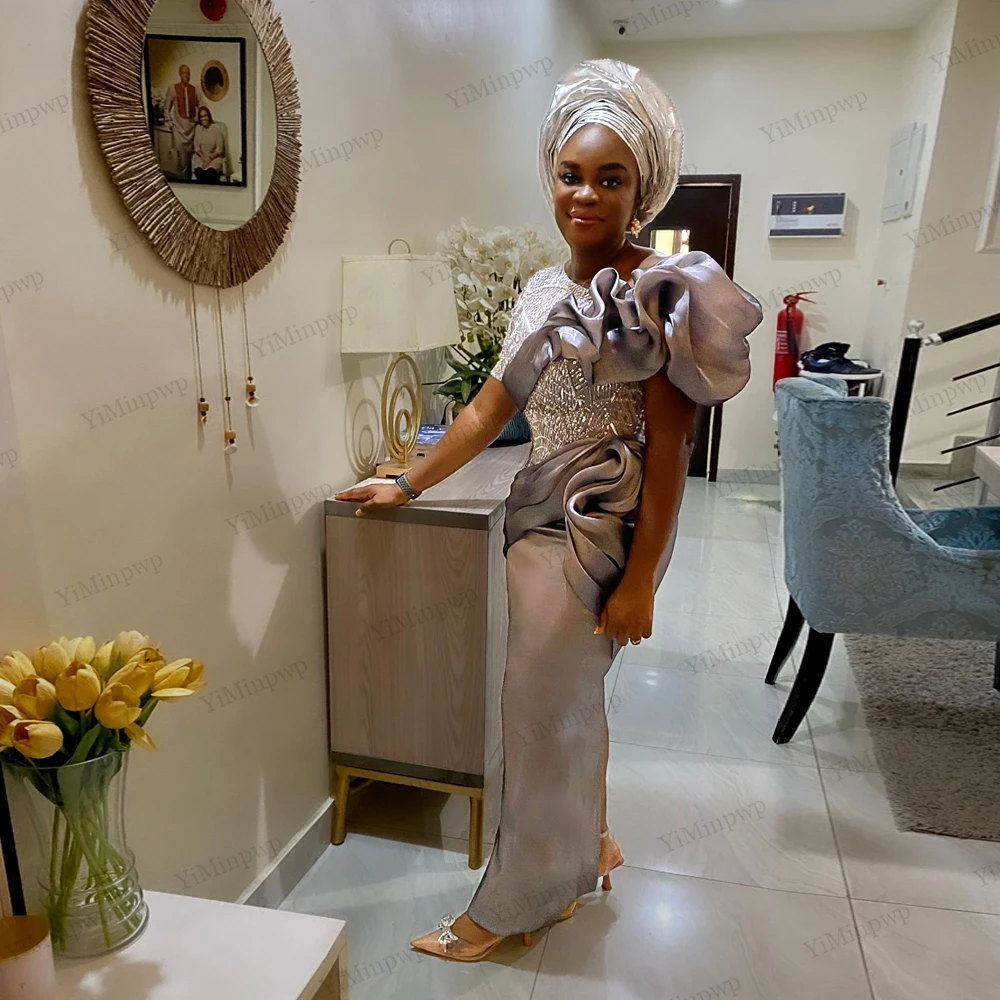 

Aso Ebi Evening Dress 2025 Luxury Mermaid Sparkling Beaded Crystals O-Neck Formal Evening Gowns Customized Wedding Guest Gowns