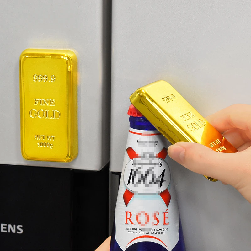 

2026 New 1Pcs Gold Bar Bottle Opener & Magnet Golden Bullion Fridge Beer Openers Bar Kitchen Utensils Daily Necessitie Items