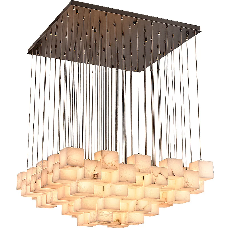 

Natural marble chandelier, light luxury villa living room lamp