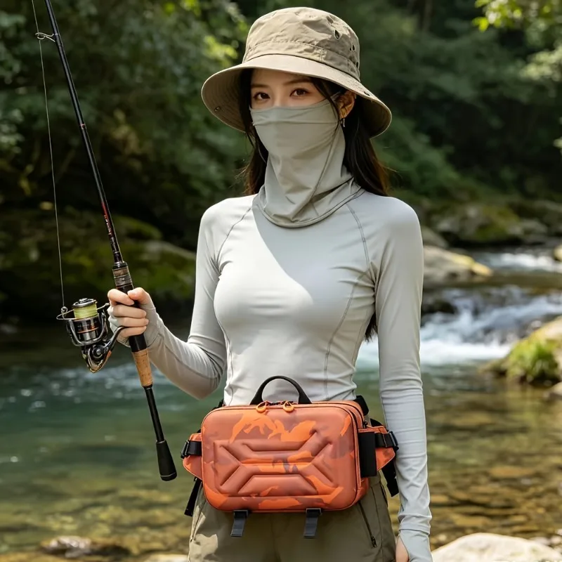 Lure Fishing Tackle Bag, Large Capacity Hard Shell Outdoor Fishing Waist Bag, Multifunctional Fishing Lure Crossbody Bag