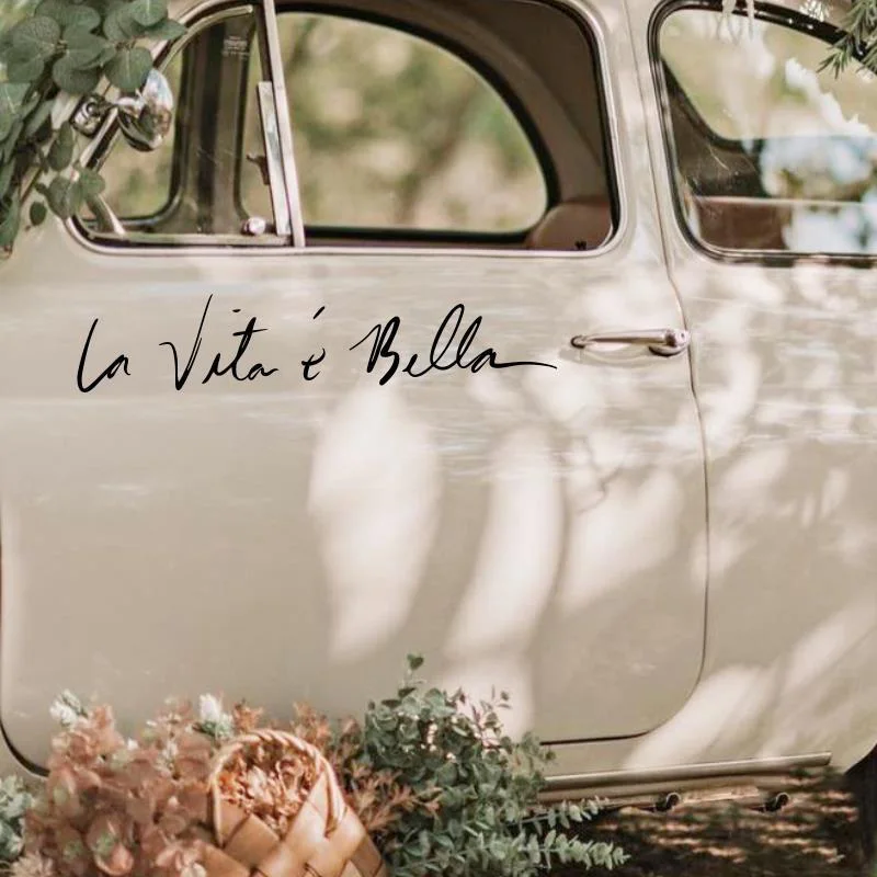 La vita è così bella handwritten Italian car door decoration sticker text Auto Interior Accessories Funny Art Sticker Decals Dec