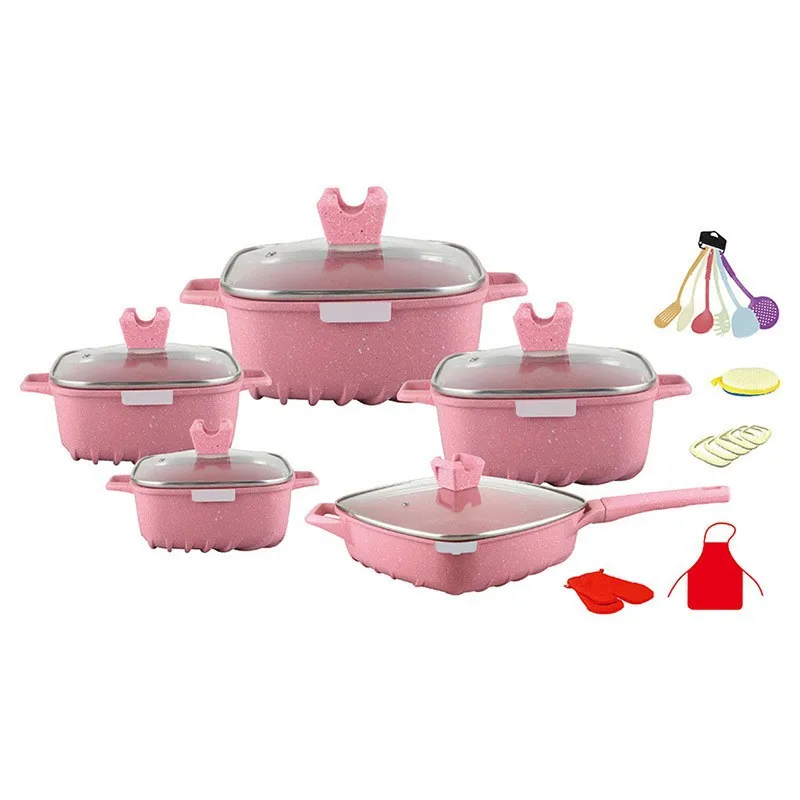 Custom 25-Pieces Non-stick Cookware Set Kitchen Gadget Aluminum Pots And Pans Set With Lid For Baking & Cooking