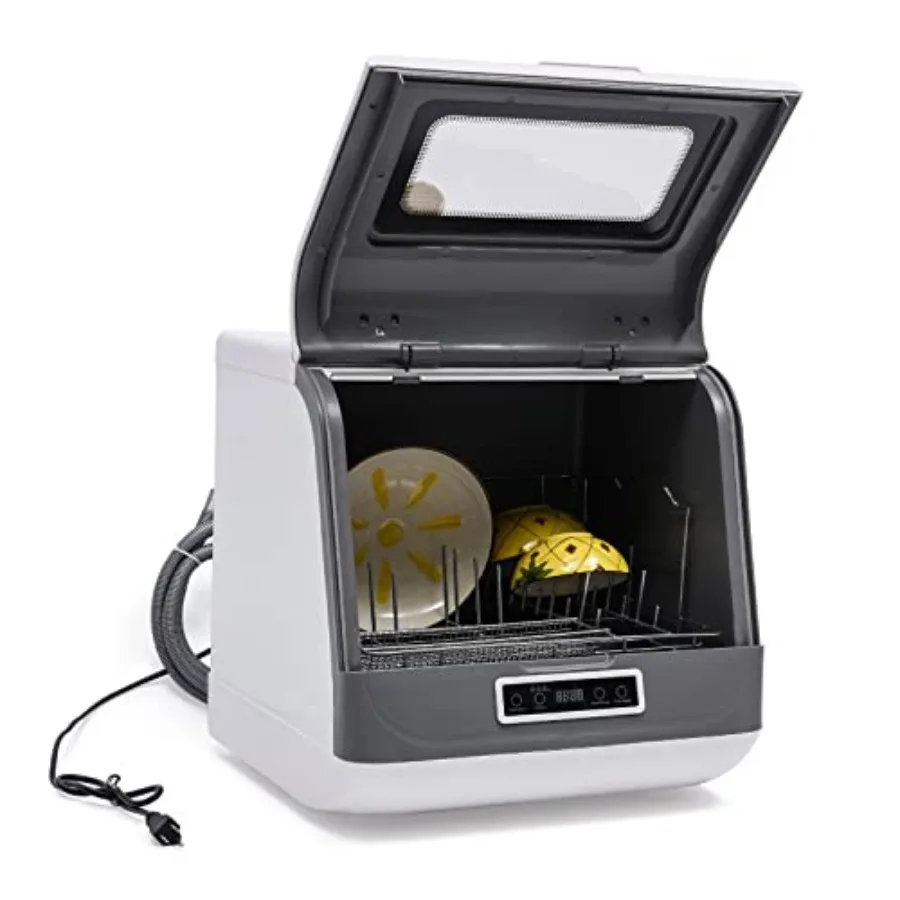 1200W Mini Portable Countertop Dishwasher Compact Dishwasher with 3 Washing Programs 360 Deep Cleaning and 75 Hot Air Dry Funct