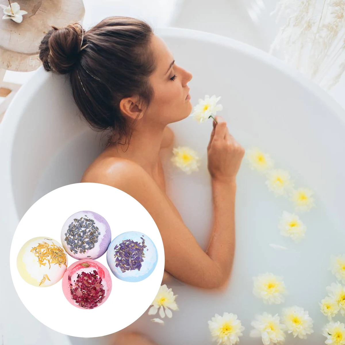 4 قطعة كرة استحمام طبيعية لتنعيم البشرة وتخفيف التعب وترطيب البشرة وملح الاستحمام الفقاعي العطري #4