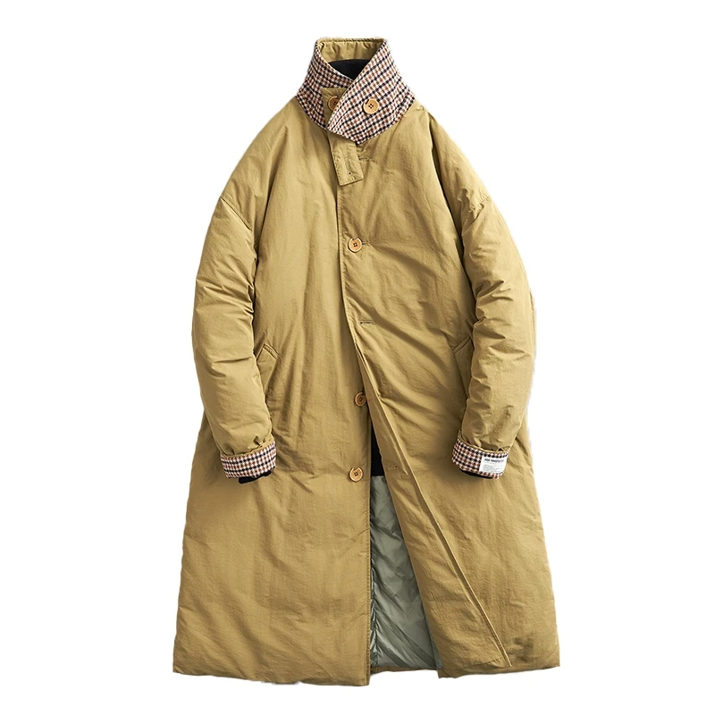 Chaqueta de plumón larga y gruesa para hombre, Parka informal de negocios con estilo Vintage para invierno