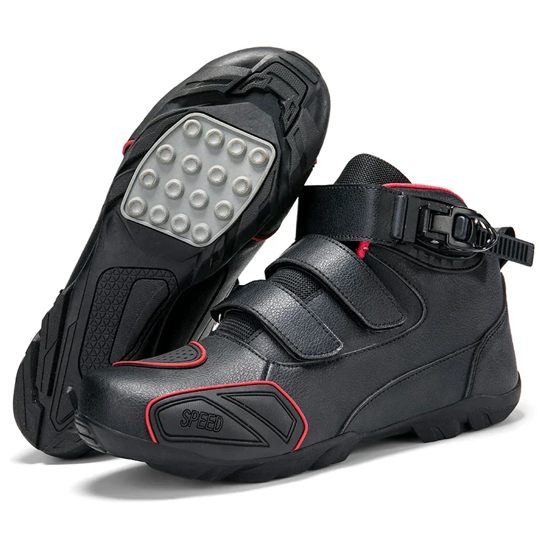 Botas de moto para carreras, zapatos hasta el tobillo, botas de moto nuevas de cuero para hombre, transpirables, antideslizantes, resistentes al desgaste, 2024