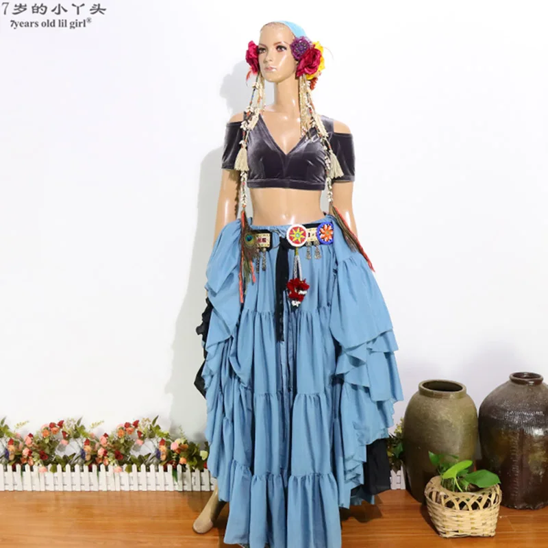 

Belly Dance Dance Velvet Fat Chance Tribal Choli Costume Short Drop Sleeve Top CJJ15