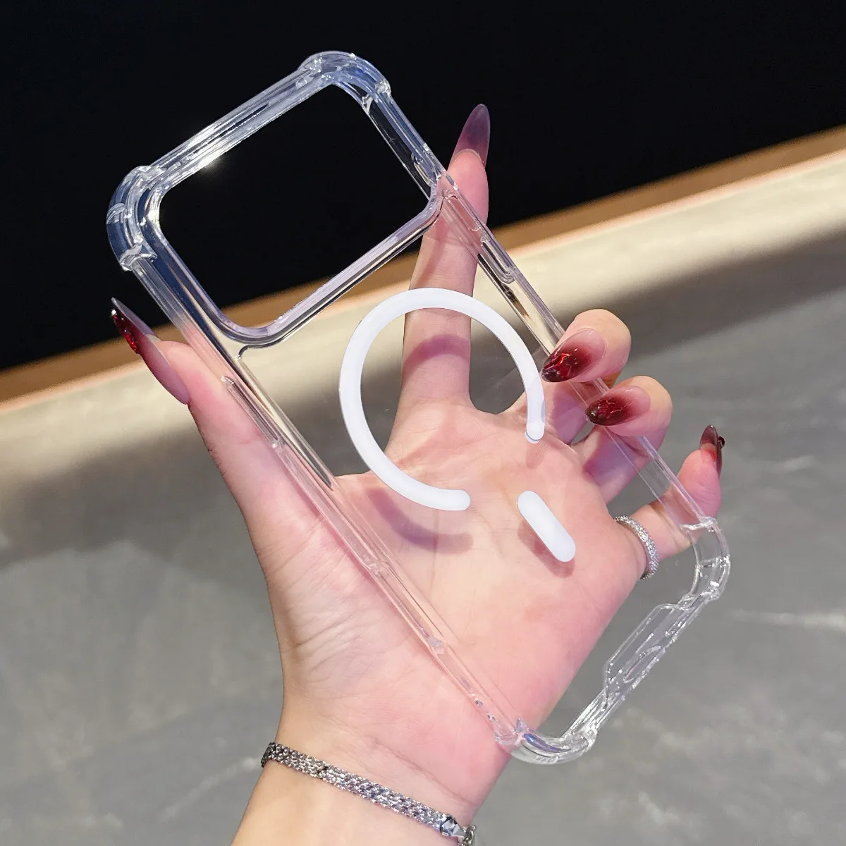 Für Magsafe Magnetische Transparente PC + TPU Stoßfest Telefon Fall für iPhone 17 Air 16E 16 15 14 13 12 11 Pro Max Plus Zurück Abdeckung