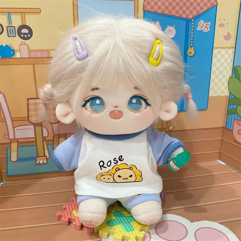 Cute animal suit 20CM cotton doll clothes lion short-sleeved two-piece set 20CM stuffed doll accessories