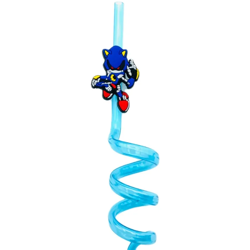 10pcs Anime Character Sonic The Hedgehog Reusable Straw Party Decoration, Holiday Gifts, Children\'s Birthday Party Supplies