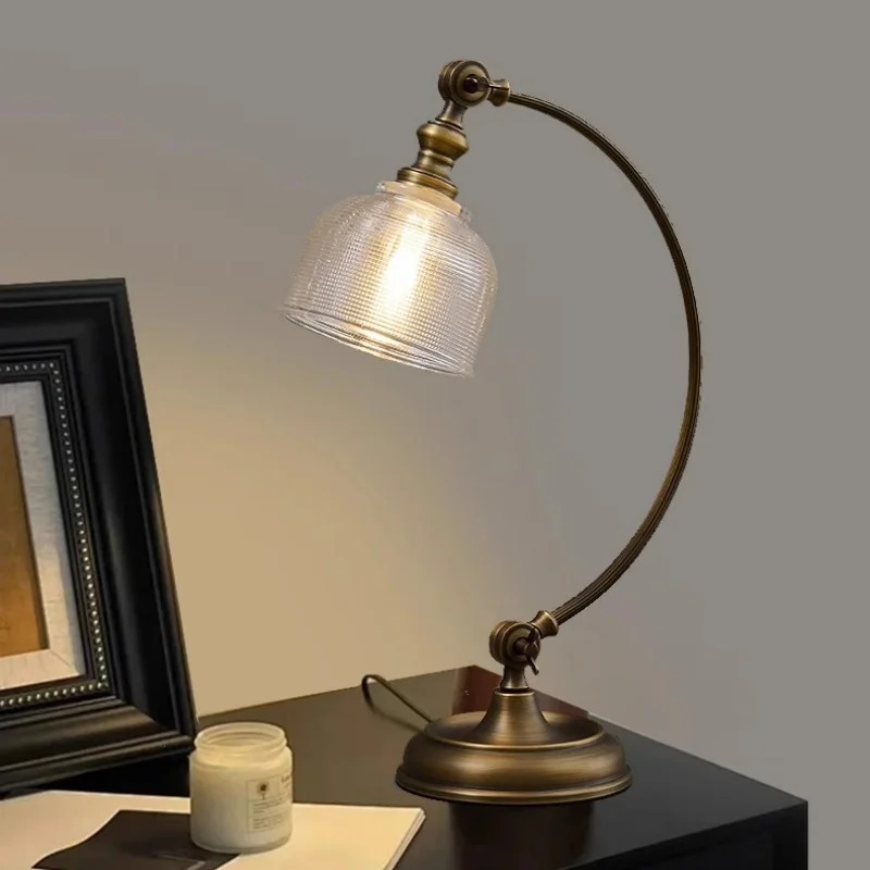 Industrial style vintage work desk lamp, home hotel bedside decoration, antique brass vintage desk reading lamp