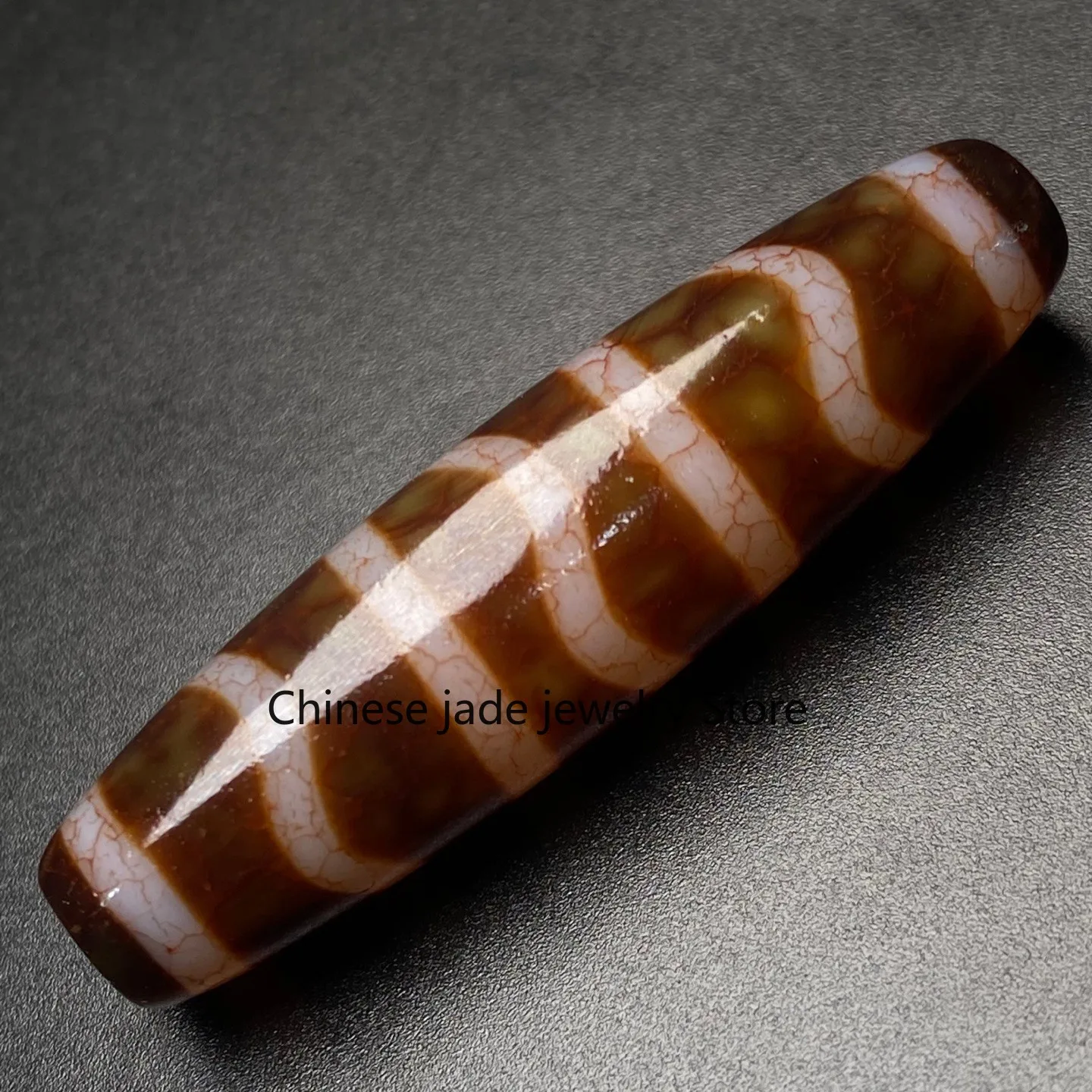 Rare Tibetan Buddhism Agate Water wave Dzi Bead Amulet Necklace Pendant Z3666