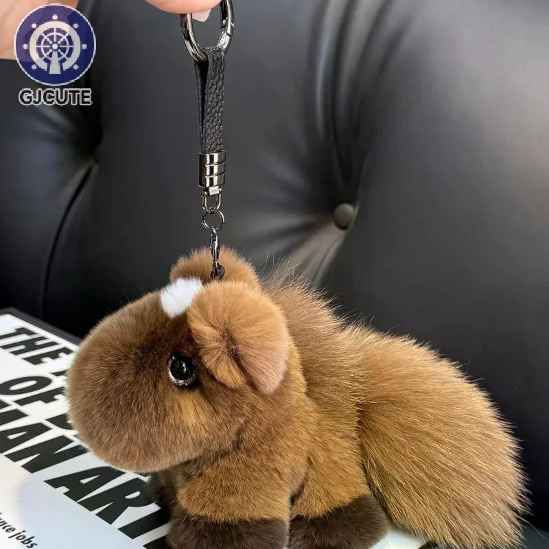 렉스 토끼털 조디악 말 플러시 장난감; 독특한 가방 펜던트 및 열쇠고리 새해 선물