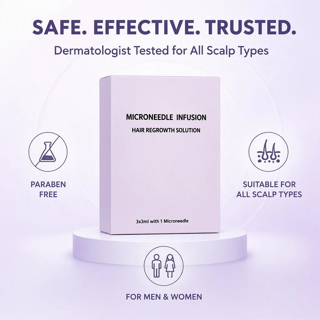 Thinning Hair? Microneedle Infusion Hair Growth Serum Kit - 3x 5ml Scalp Applicator Derma Stamp for Regrowth Men Women