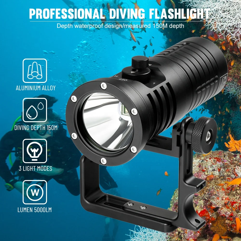 DT08 SBT90 LED Powerful Diving Flashlight 21700 Battery Diving Scuba Light Underwater 150mdiver Torch Light 5000lm Diving Lamp