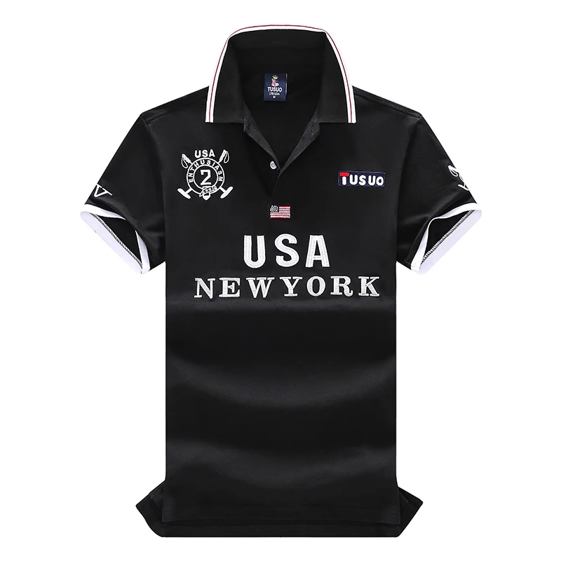 Polo de algodón bordado para hombre, Camisa de algodón, diseño original, color de contraste de lujo, fiesta deportiva, ocio real, América, Nueva York