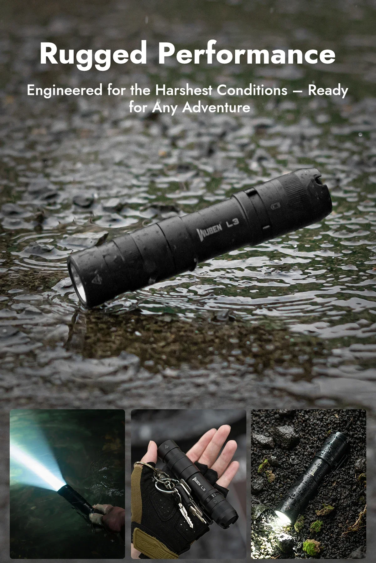 WUBEN L3 EDC-Taschenlampe, 3000 Lumen, ultrahelle, wiederaufladbare, wasserdichte Troch mit 21700-Akku, mobile Powerbank-Funktionen – Detail 6