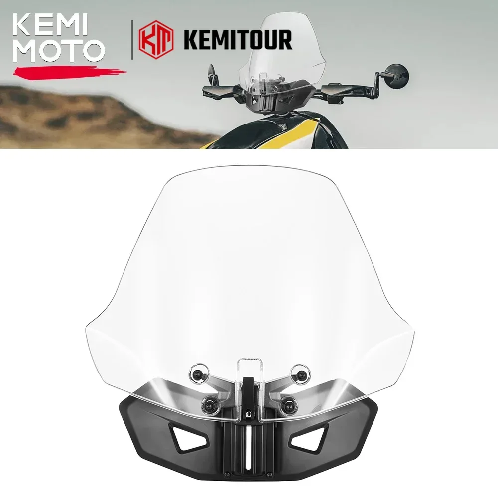 KEMIMOTO On-road Windshield 219401032 for Can-Am Ryker 600 900 Sport Rally Edition 2019-2023 150% Larger PC Clear Adjustable