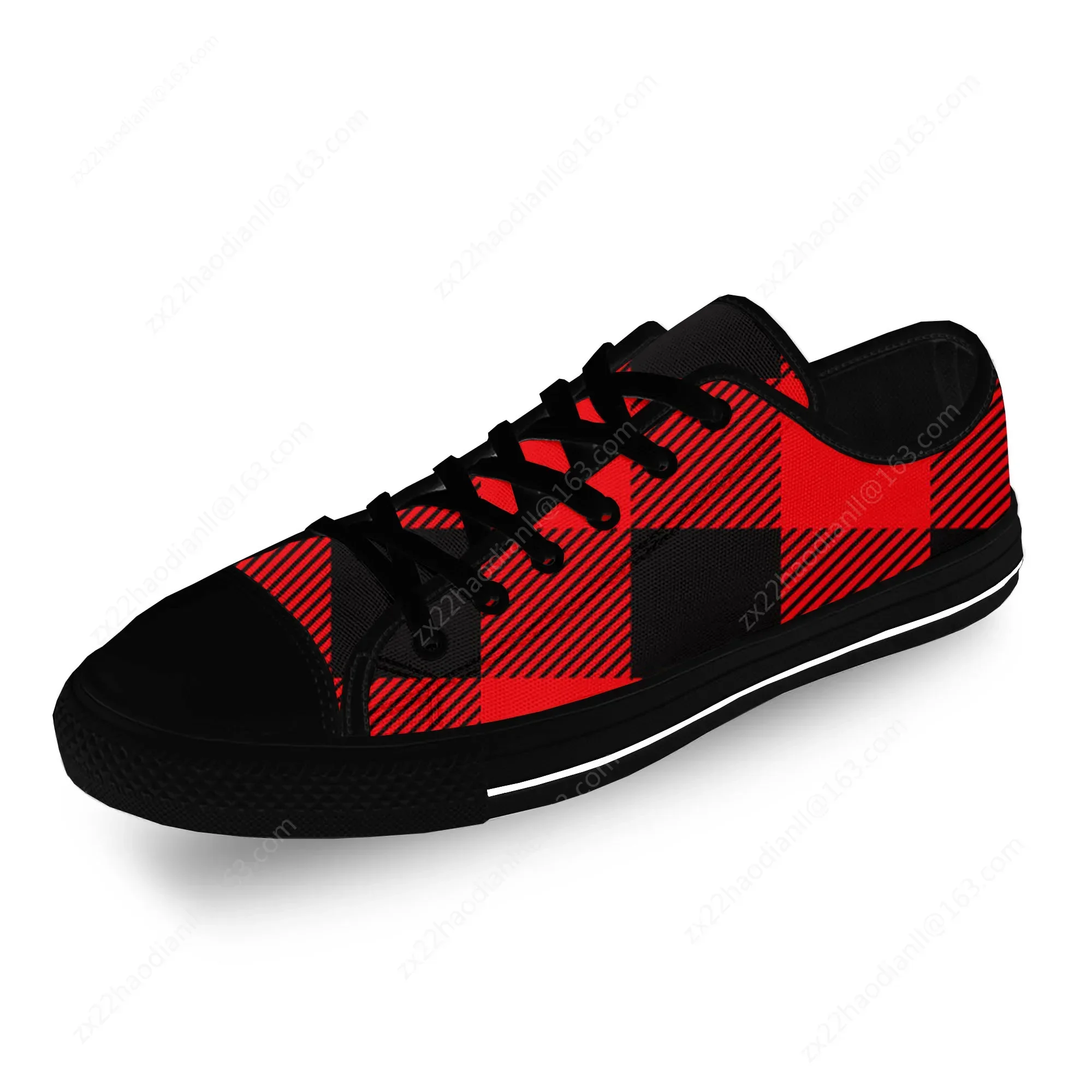 Buffalo Plaid Pattern Cool Cute Casual Cloth 3D Print Low Top Canvas Fashion Shoes Men Women Lightweight Breathable Sneakers