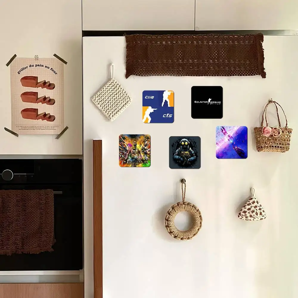 C-Counter-S-Strike CS 2 شعار شخصية صور مغناطيس الثلاجة جولة المغناطيسي الثلاجة الديكور هدايا تذكارية الزفاف