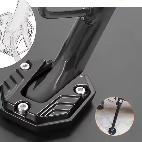 1-Piece Motorcycle Side Stand Pad, Aluminum Alloy Motorcycle Side Stand Pad with Textured Surface, Motorcycle Side Stand Extension Plate, Halloween and Christmas Gift