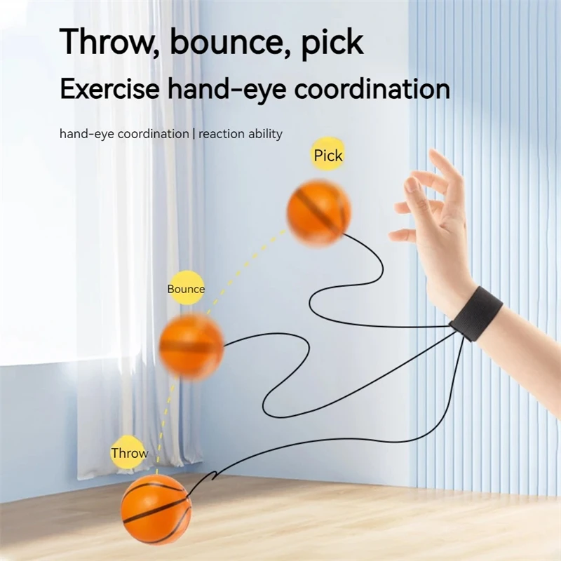 كرة إرجاع المعصم كرة رياضية مطاطية مع حزام وسلسلة كرات نطاطة لعبة للمراهقين البالغين ممارسة المعصم أو اللعب