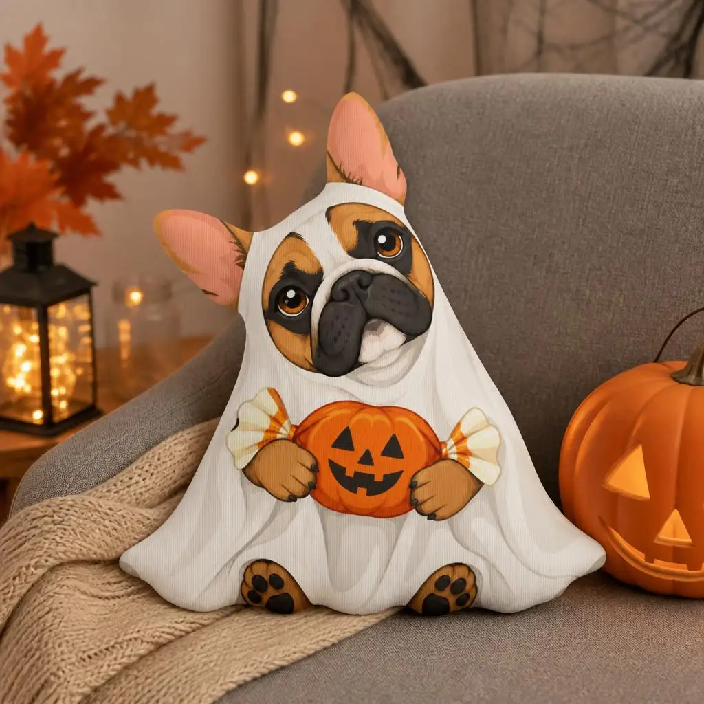 French Bulldog Ghost Costume Pillow Halloween Jack O Lantern Cushion Dog Throw Pillow Stuffed Shaped Sofa Home Decor Gift