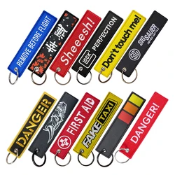 1 PC Wholesale Aviation Keychain Danger Midnight Club Both Sides Embroidery Car Key Chain Accessories Backpack Pendant