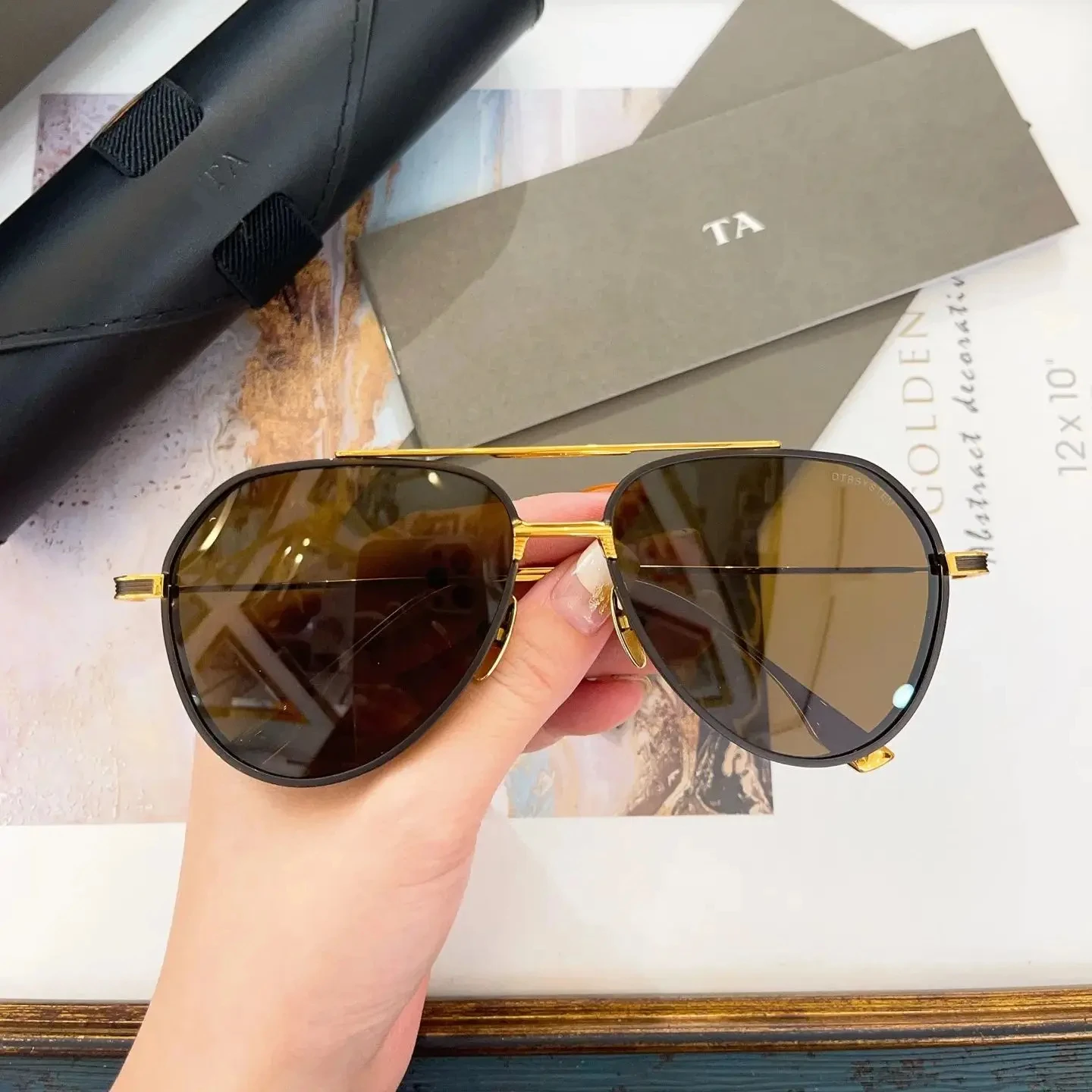 

Original Factory For DIYTA DT DTS173 With Brand Box Luxury Designer Leisure UV400 Oval Brown Lenses Vintage Men Women Sunglasses