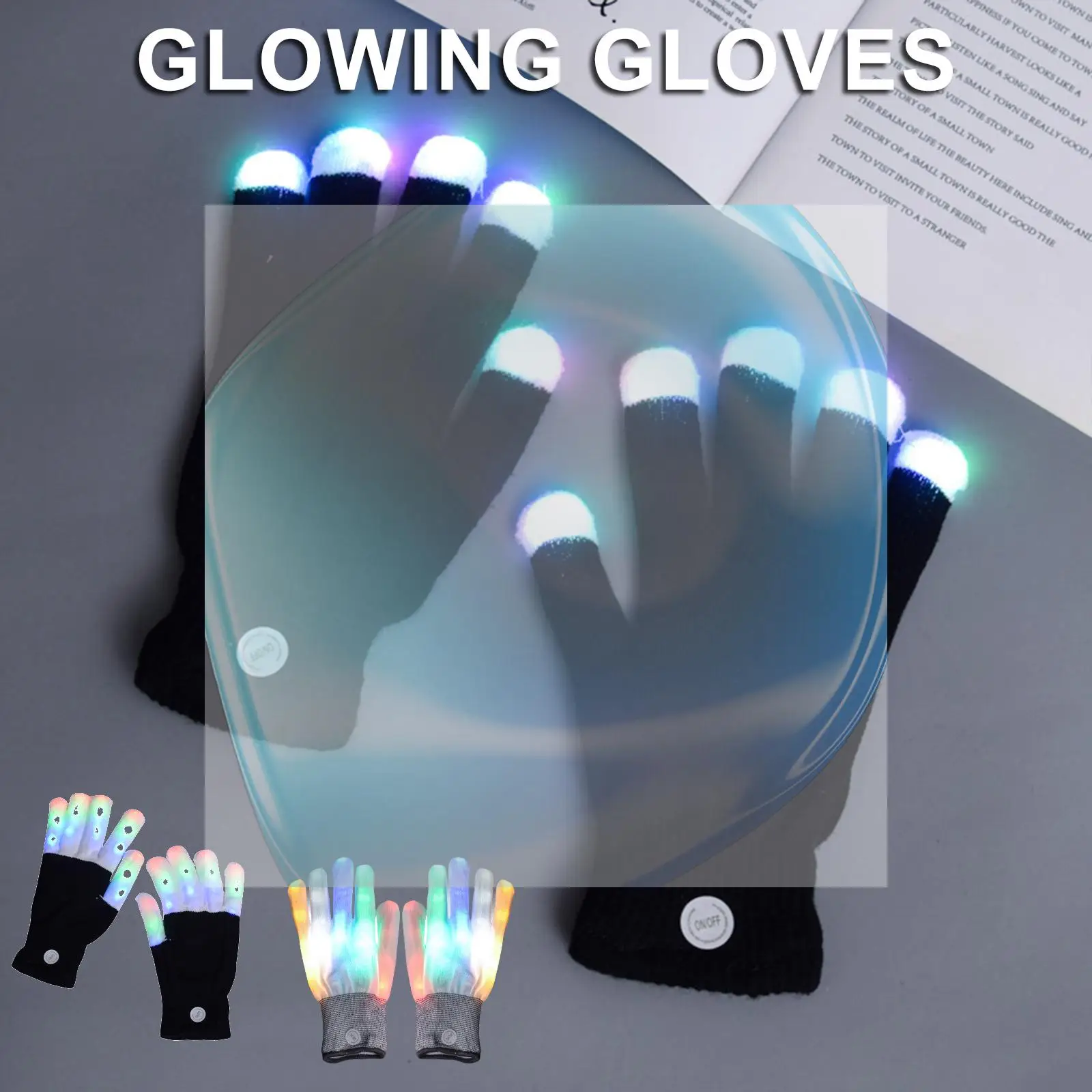 LED Flashing Finger Lighting Gloves Breathable Colorful Rave Light Glow Mittens for Kids Teens Party Gifts Music Festivals Prop
