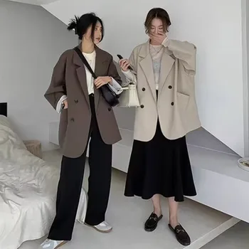 女性用長袖ブレザー,ルーズコート,カジュアルアウター,オフィスウーマン,ファッション,秋冬,2022