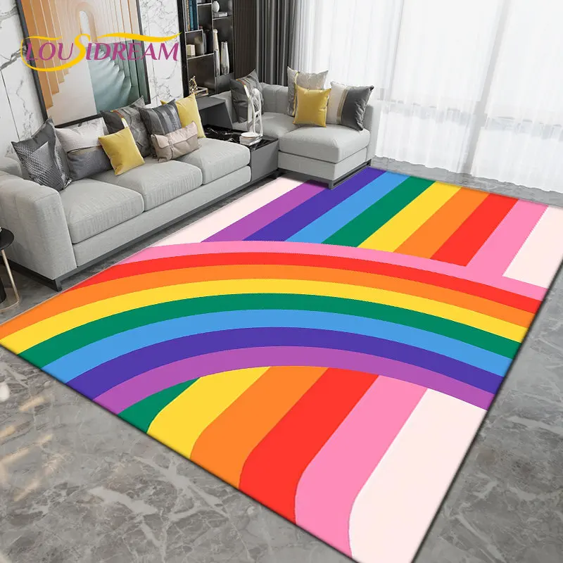 Rainbow Chromatic Colour Illusion Area Rug Large,Carpet Rug for Living Room Bedroom Sofa Doormat Decoration,Non-slip Floor Mat