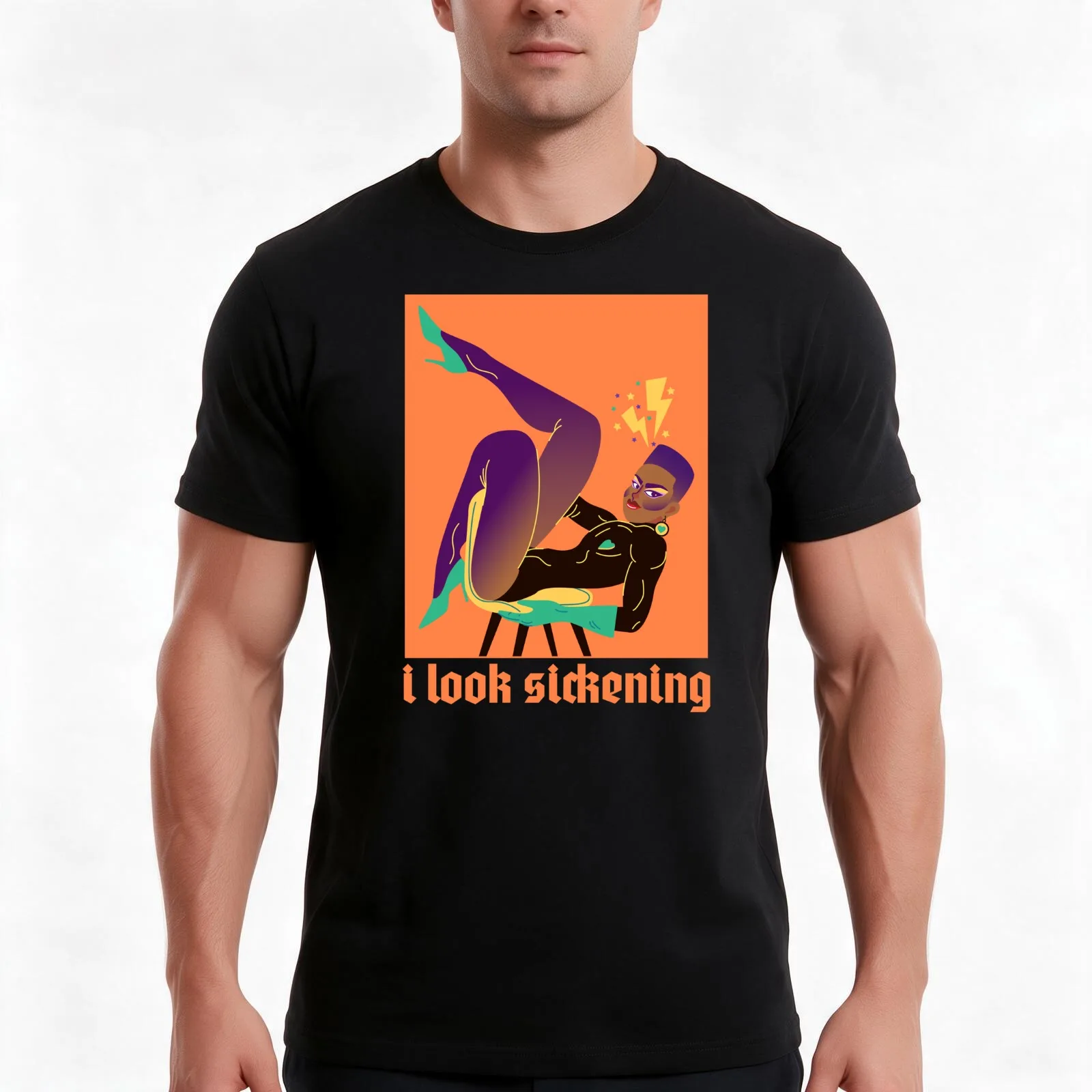 I Look Sickening - Rupauls Drag Race T-Shirt, Summer Casual Cotton Tee, Oversized Streetwear Tops, Vintage Graphic Print