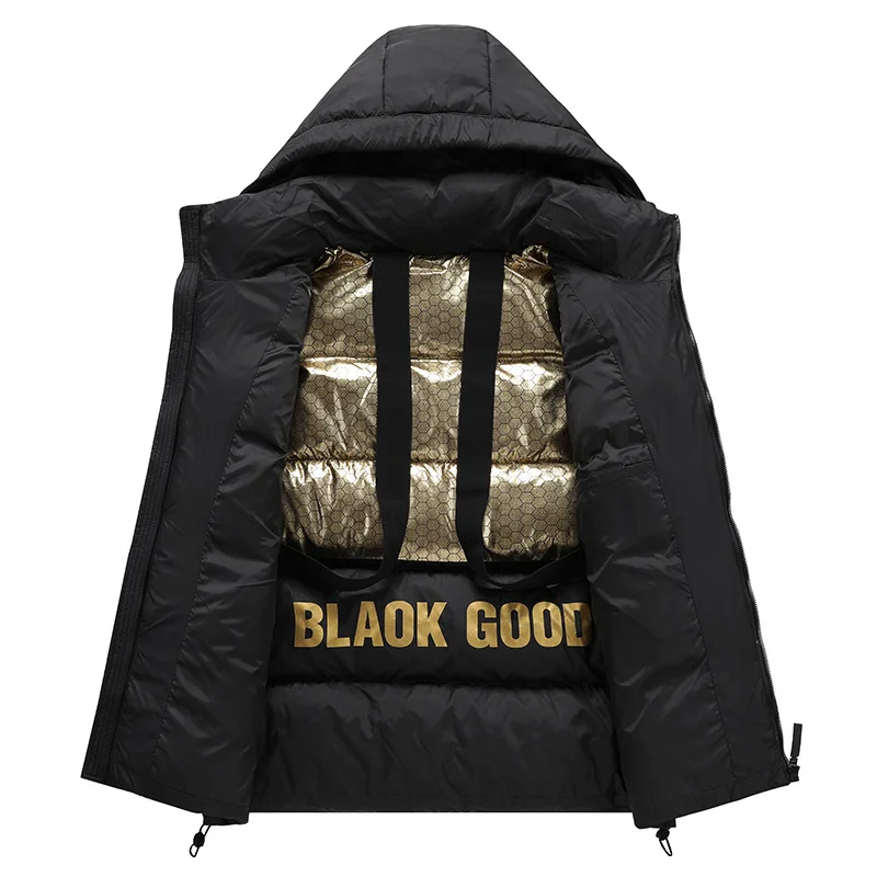 Down jacket autumn and winter short warm bread jacket men's and women's same thickened black gold jacket down jacket