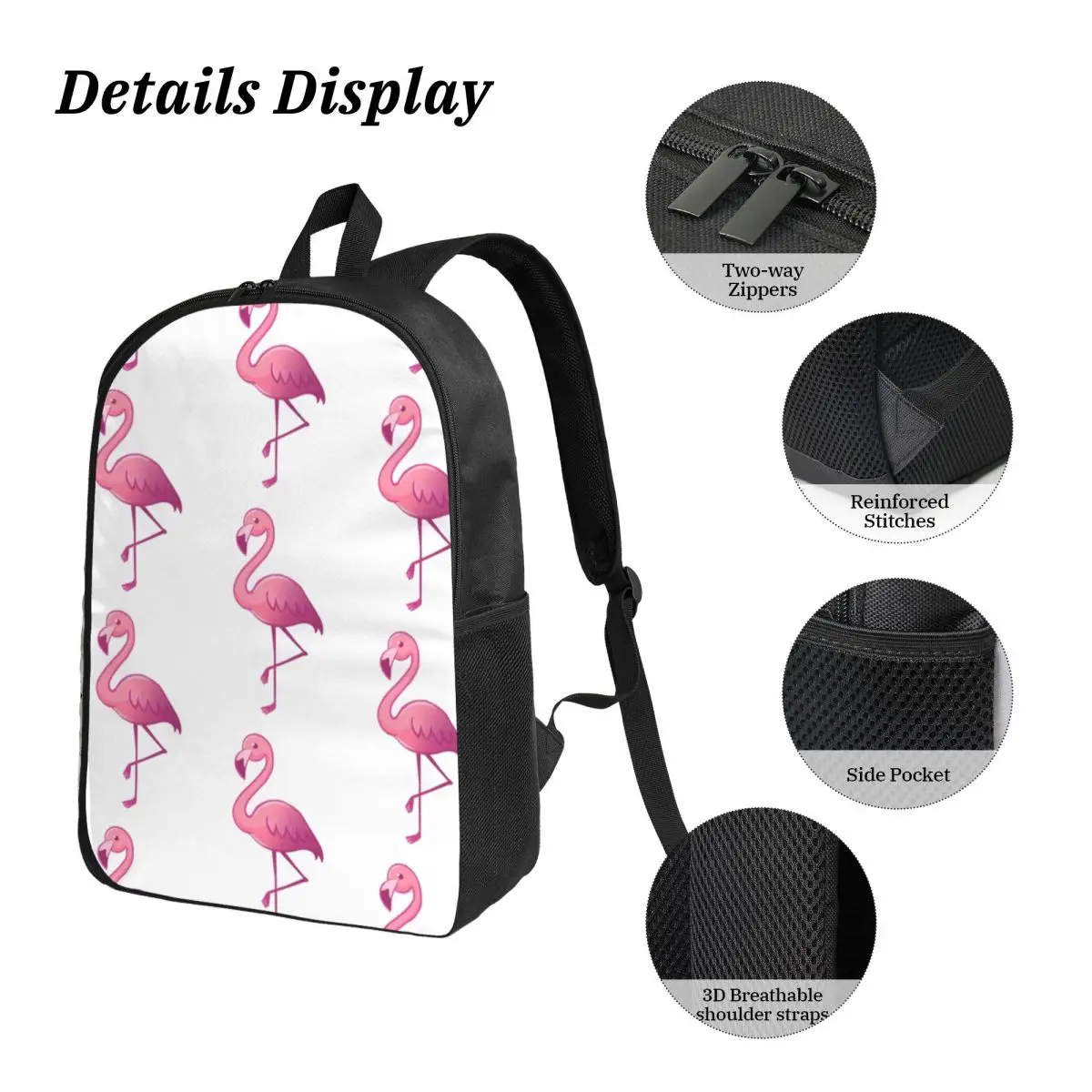 Flamingo Backpack Student Boys Girls BookBag School Bag Computer Shoulder Bags 3ps Insulated Lunch Bag Pencil Case