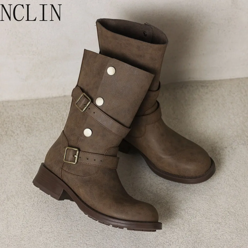 Trend New Ankle Women's Boots High Heels Shoes Woman Chelsea Boots Winter Walking Casual Shoes Chunky Nubuck Snow Botas Lady