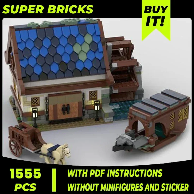 

Конструктор Moc, модель средневековой улицы, модель средневековой воды, модульные блоки, подарок, Рождественская игрушка, наборы «сделай сам» в сборе