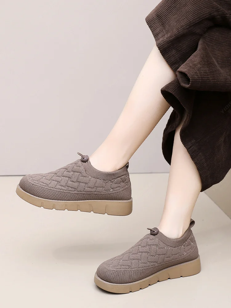 

New Old Beijing Cloth oes Lightweight Warm Women's Fce Lined Thiened Soft Casual Flat Bot Mom oes Winter Boots