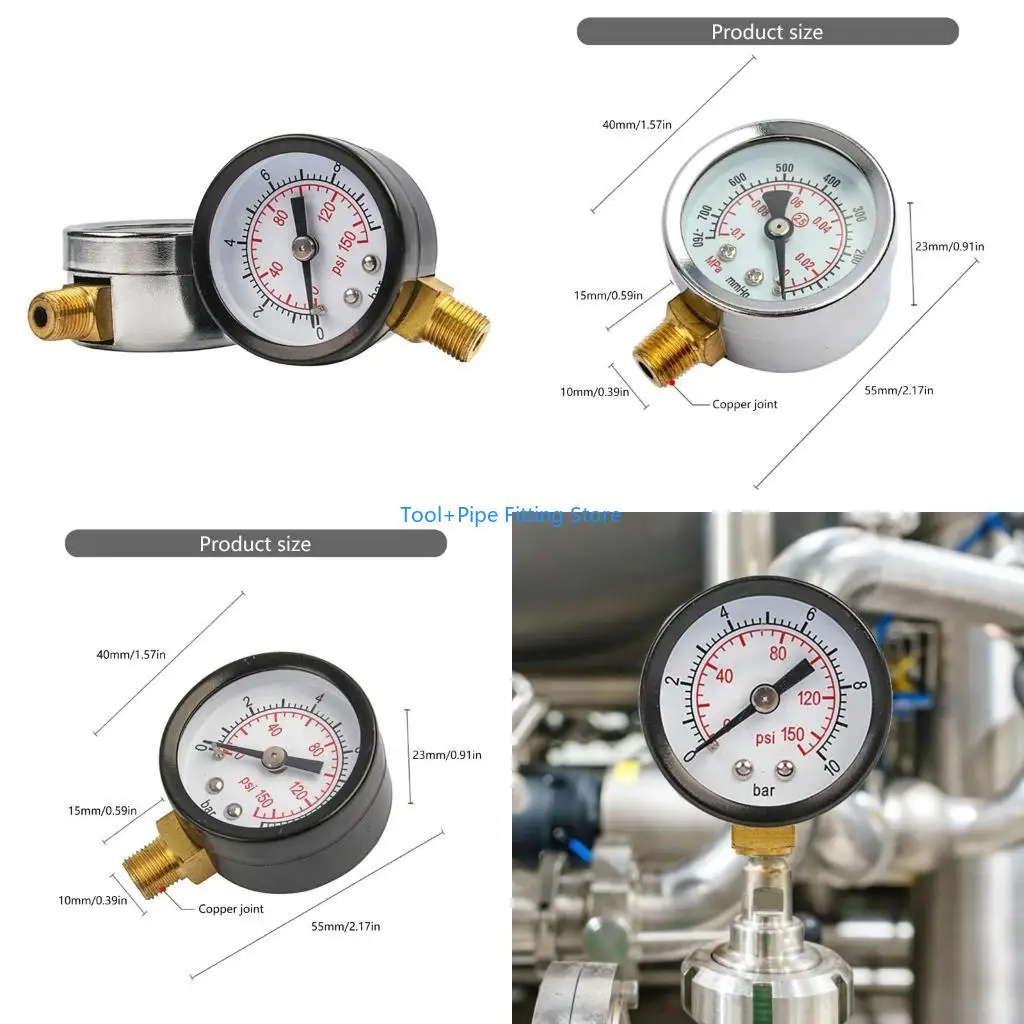 F92B 40mm Filter Pressure Gauge Manometer, 1/8