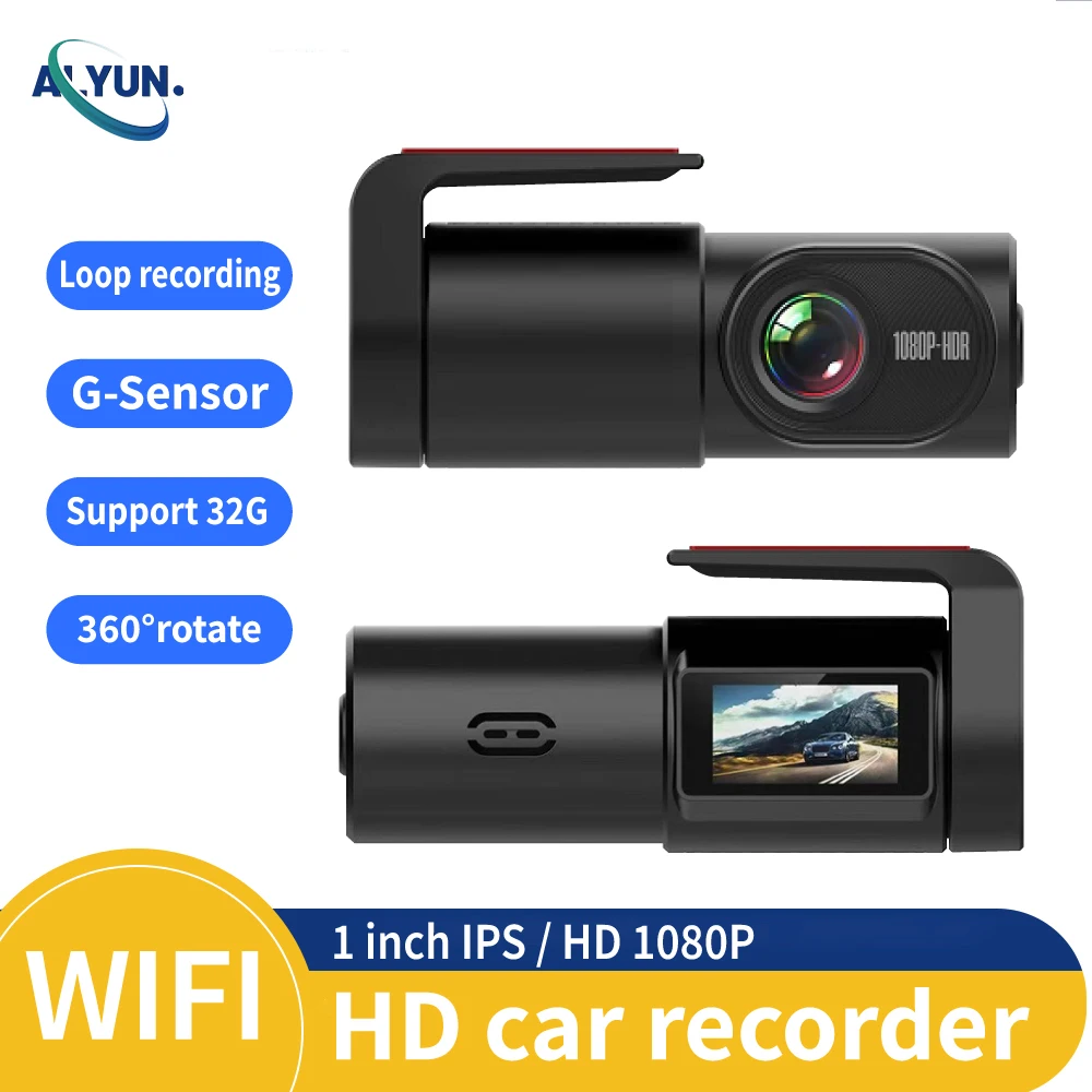 

HD1080P Single lens Dash Cam Mini hidden Car DVR Mobile WiFi app WDR Video Recorder Night vision Ftont Inside Rear Black Box