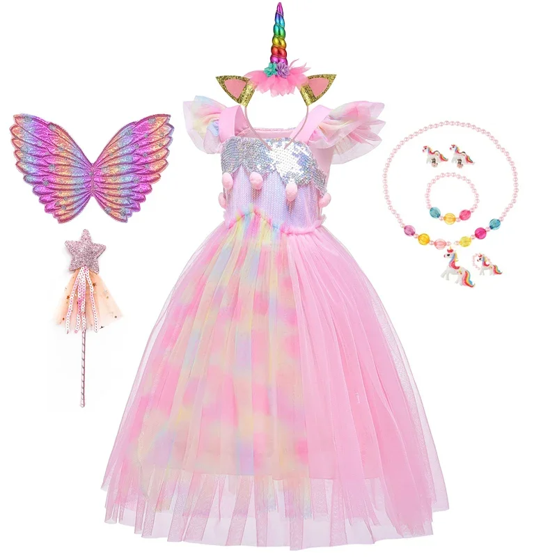 Unicorn dress for girls kids cartoon vestidos kids tutu dresses toddlers summer sleepveless princess Halloween costume