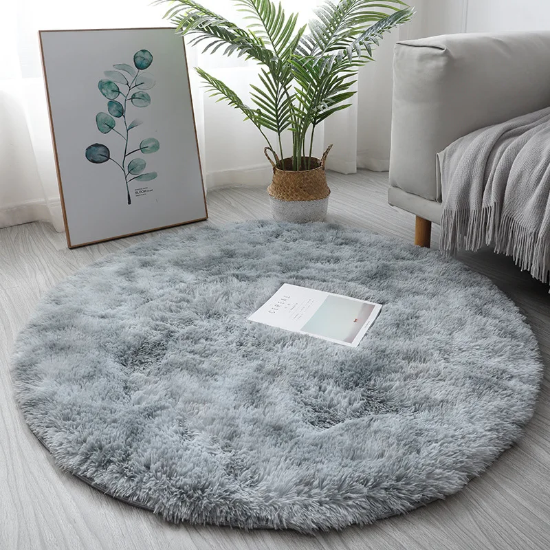 VIKAMA Simple Velvet Carpet For Living Room Coffee Table Rug For Bedroom Vanity Table Round Carpet Anti-Slip Home Decoration