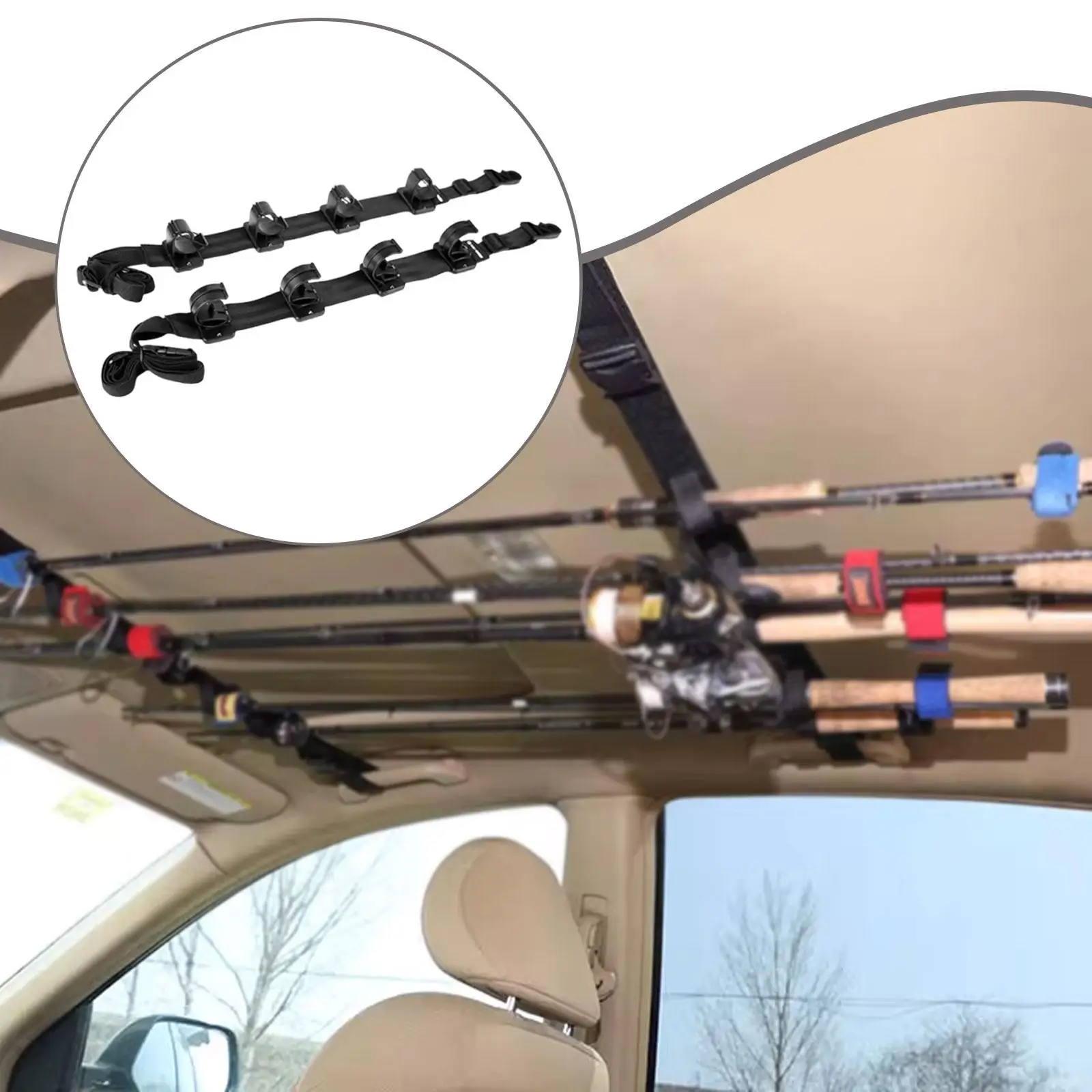 حامل قضيب صيد السيارة بسعة 4 قضيب، ملحق متعدد الاستخدامات مع مشابك مزدوجة