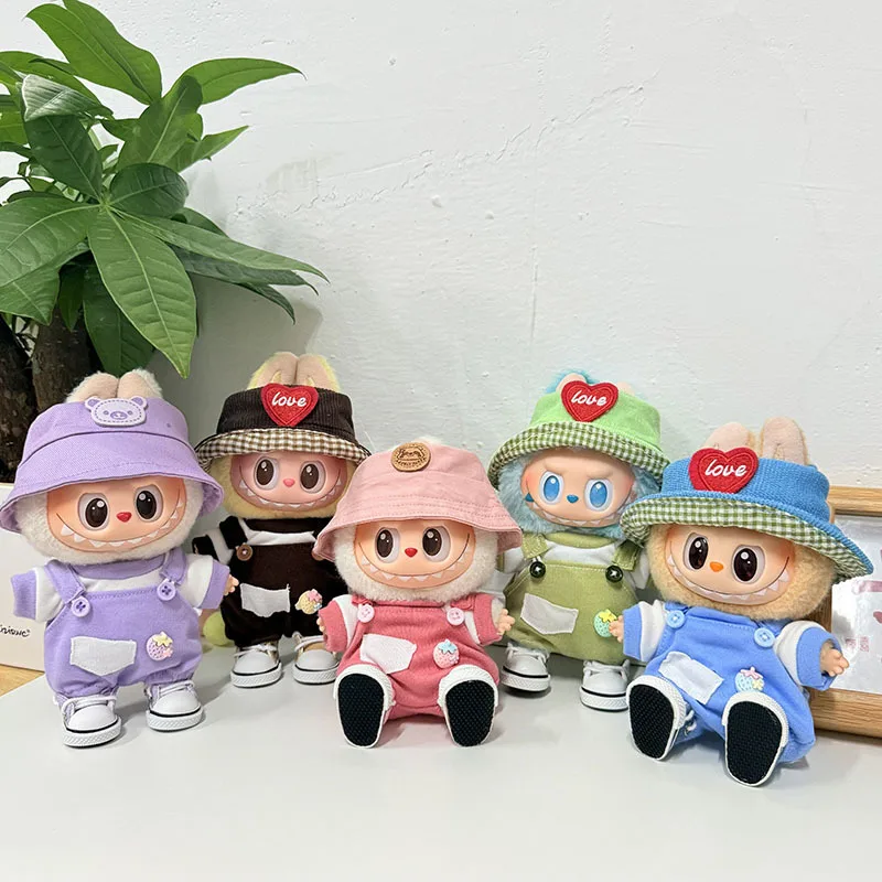 

17cm Labubu 1-3 Gen Doll Outfits | Strawberry Pocket Suspender Pants | Clothes for Labubu Plush Pendants Accessories