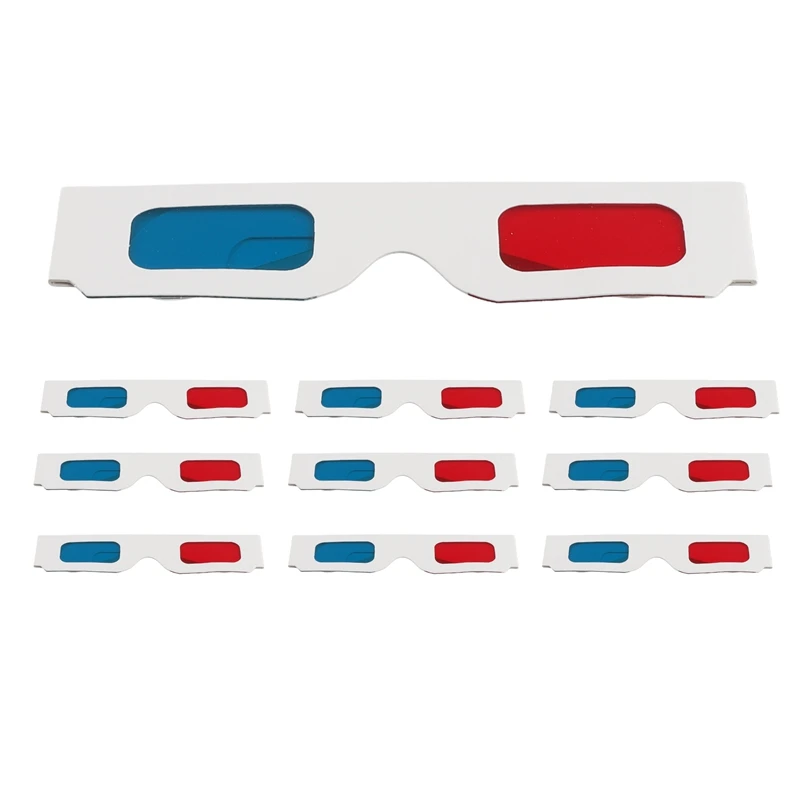 

3D Glasses, 10 Pairs Red And Blue Paper Stereo Lenses For Movies Set Anaglyph Paper 3D Glasses