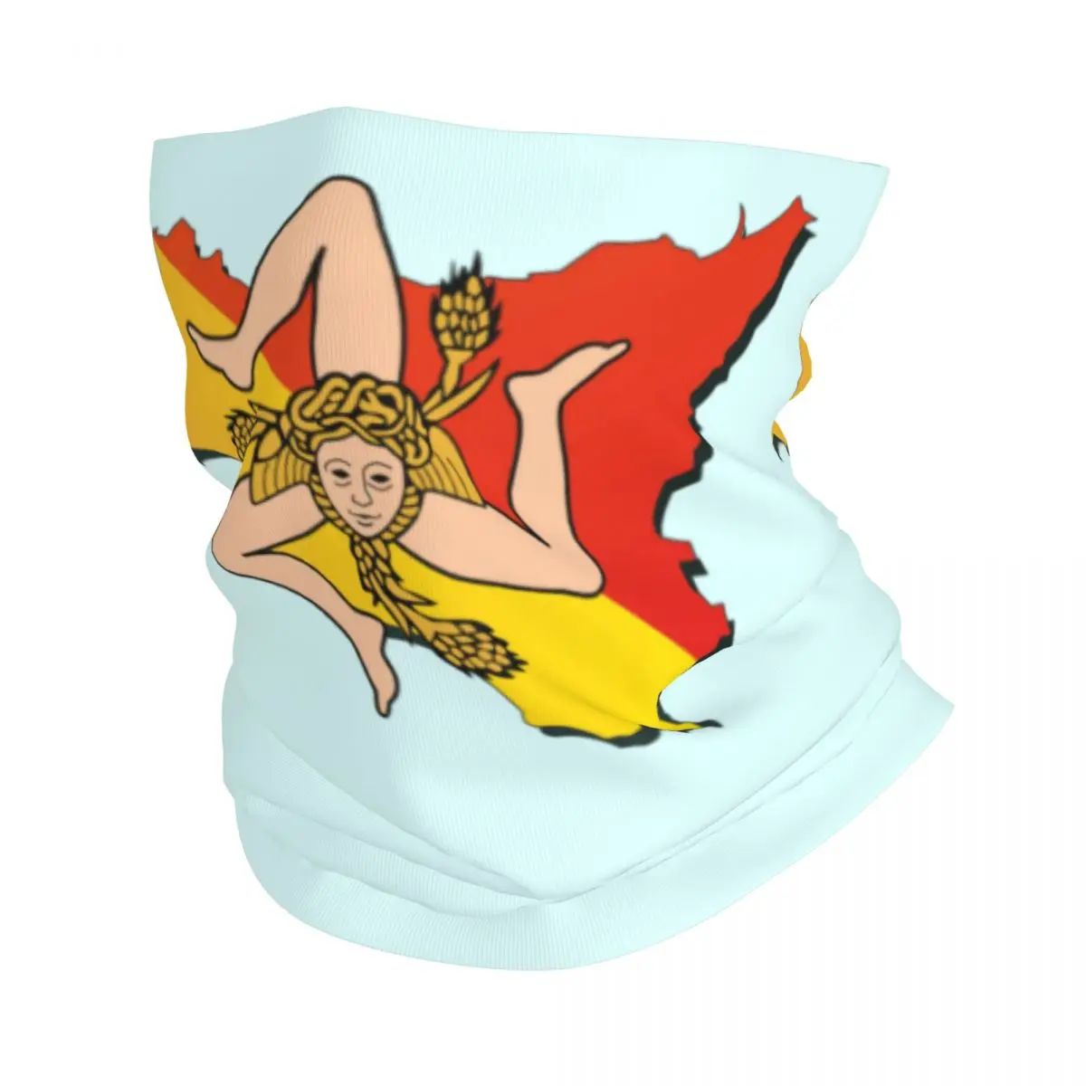 Custom Sicily Sicilia Flag Map Bandana Neck Gaiter for Ski Camping Men Women Wrap Scarf Italian Sicilian Pride Balaclava Warmer