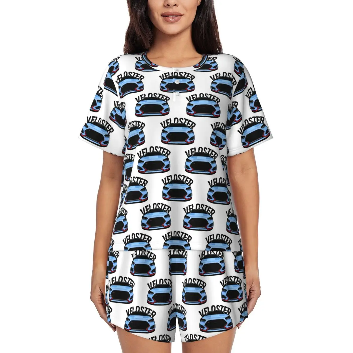 

Hyundai N Performance Round Neck Short Sleeve Nightgowns for Sleeping Sleepshirts Women Soft Pajama Set Short Pants