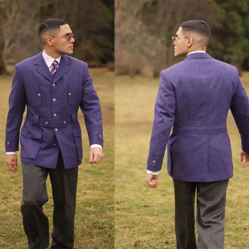 

Vintage Men's Suit 2 Pcs Slim Fit Jacket Pants Single-breasted Notched Lapel Casual Professional Wear Comforta Winter Warm