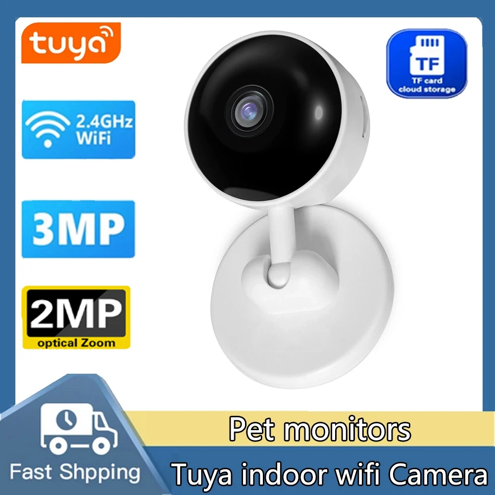 Mini câmera sem fio interior para o bebê, rastreamento automático, Smart Home Security, Monitor Pet, Wi-Fi, 1080p, 3MP, Tuya